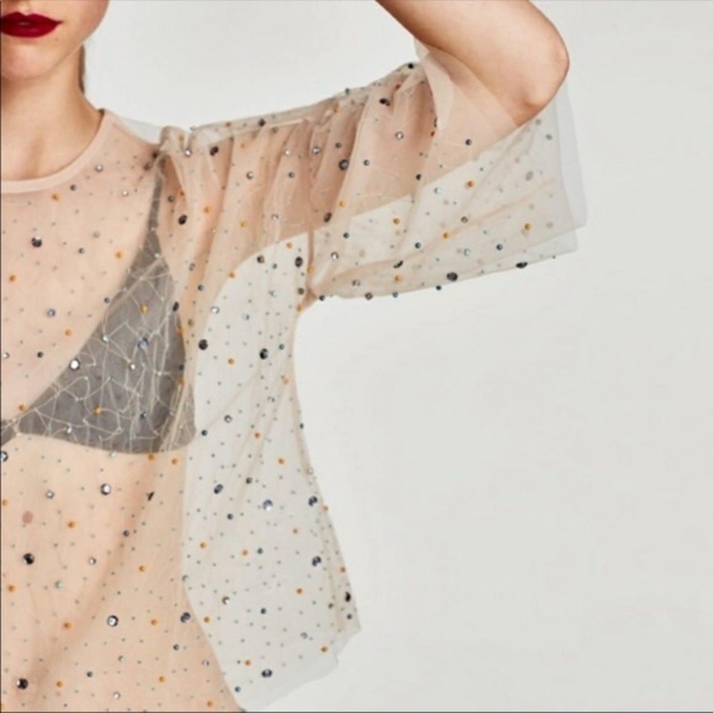 Zara | Beaded veil blouse